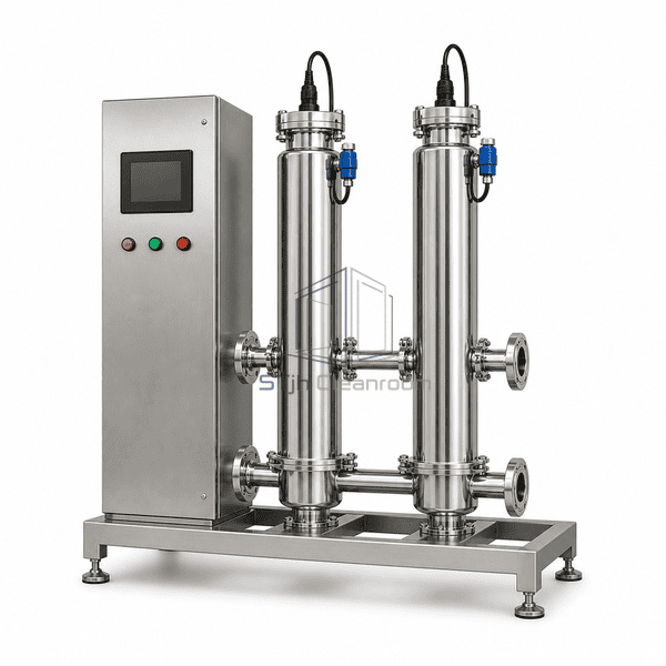 TOC reduction UV unit side view of 185 nm lamp chambers