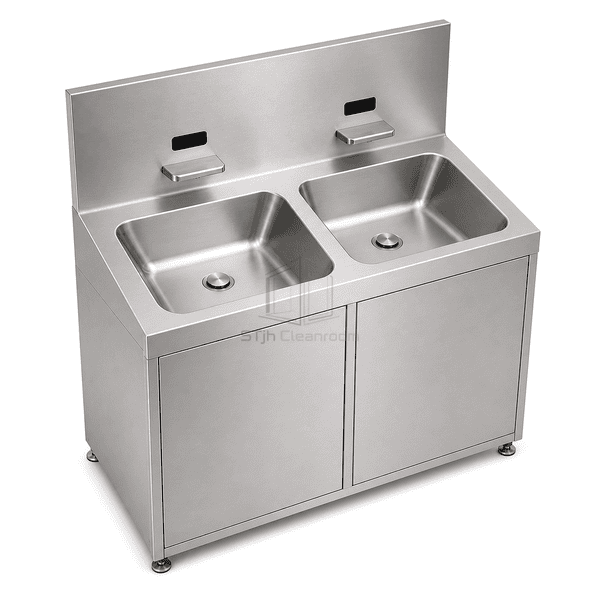 Top view of seamless sloped stainless hand-wash basin