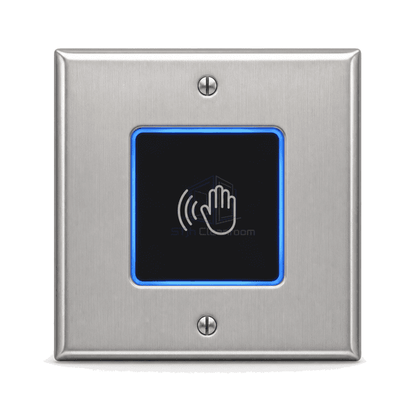 Straight front view of a contactless door activation plate