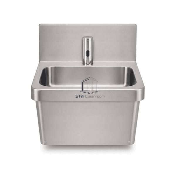 Front view of sensor hand wash sink spout bowl and service panel