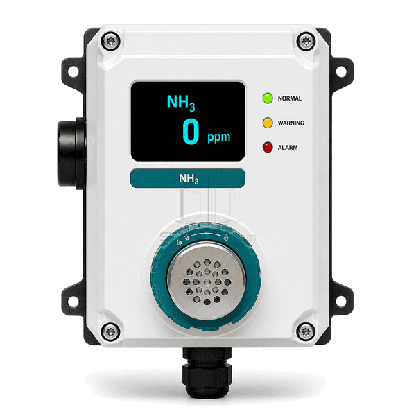 Front view of toxic gas detector showing gas-specific label and concentration display