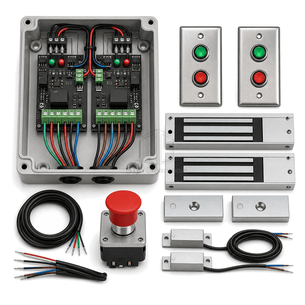 Close view of the two-channel terminal wiring and status indicators
