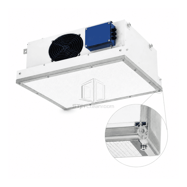 Complete ULPA fan filter unit highlighting the knife-edge gel seal and filter frame