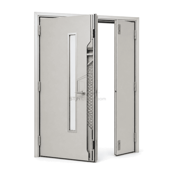 Side cutaway of the active and secondary honeycomb door leaves