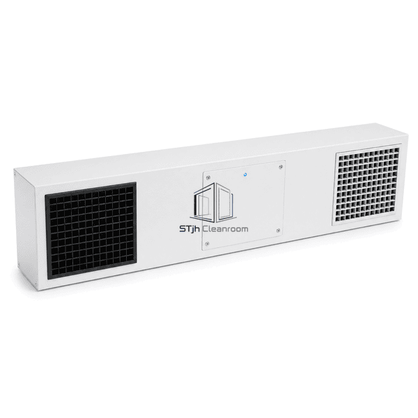 Horizontal UV air disinfection unit showing intake and discharge louvers