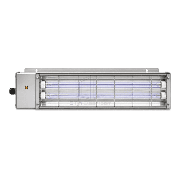 Front view of the UV-C lamp inside the directional reflector