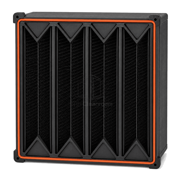 Upright front view of high-airflow V-cell carbon filter