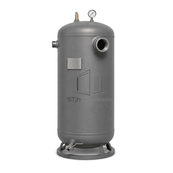 Complete vacuum receiver side profile emphasizing the three-inch main port, elliptical heads and circular base-ring support