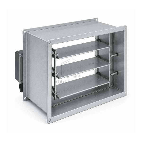 Complete horizontal VAV control damper with flanged casing