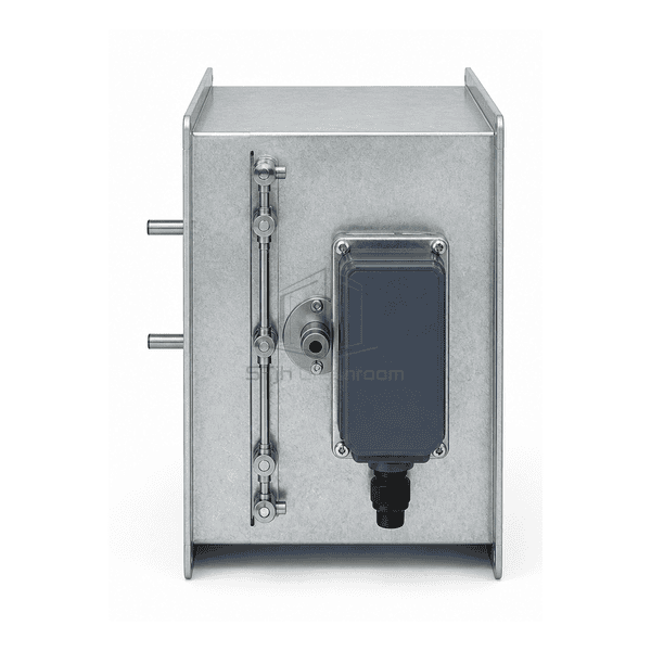 Side mechanism view of VAV controller actuator and pressure tubing