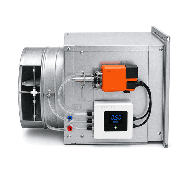 Side view of VAV controller, pressure tubing and direct-coupled actuator