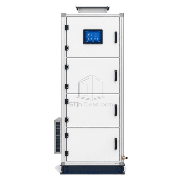 Front service-side view of a complete vertical air handling unit