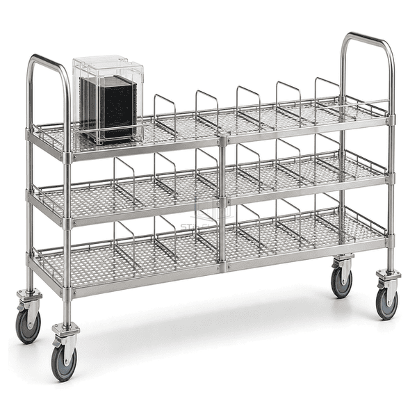 Long wafer transfer cart with multiple retained wafer-box positions