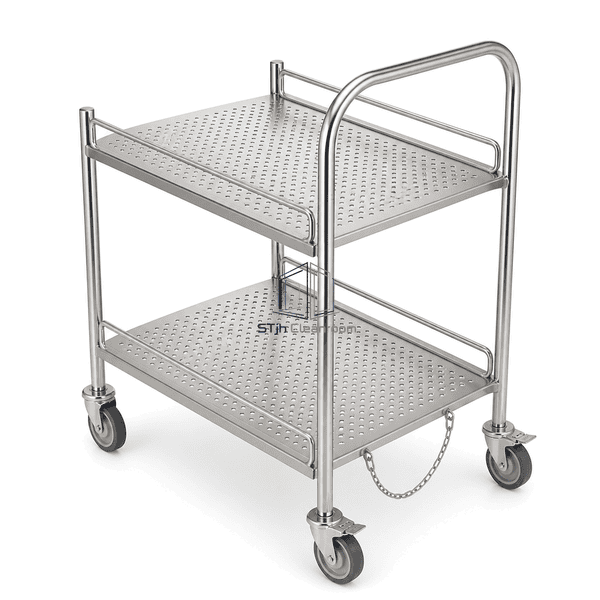 Empty wafer transport cart in elevated rear-right perspective