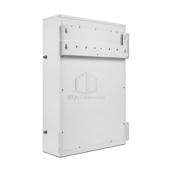 Top-side view of wall-mounted cleanroom purifier shallow cabinet and discharge louvre