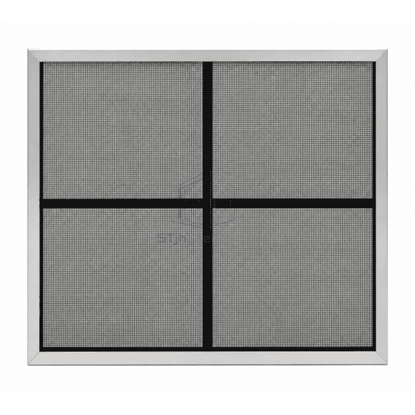 Front view of uniform nylon monofilament mesh in a slim aluminum frame