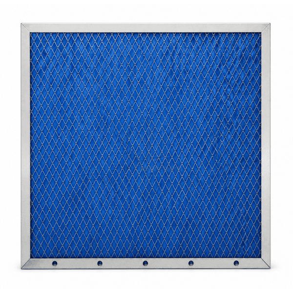 Front view of open bonded fiber media behind a protective support screen