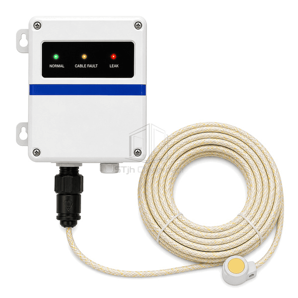 Front view of cleanroom leak controller showing normal, leak and cable-fault indicators