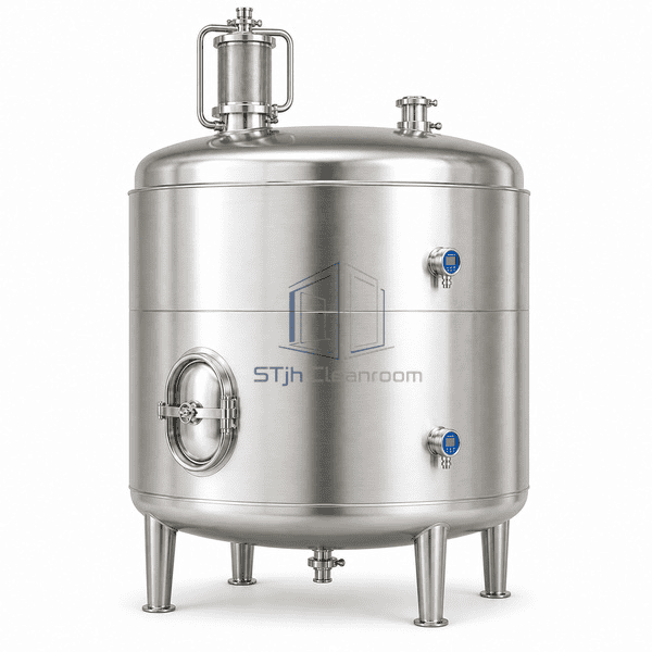 WFI storage tank wide three-quarter view showing insulated jacket