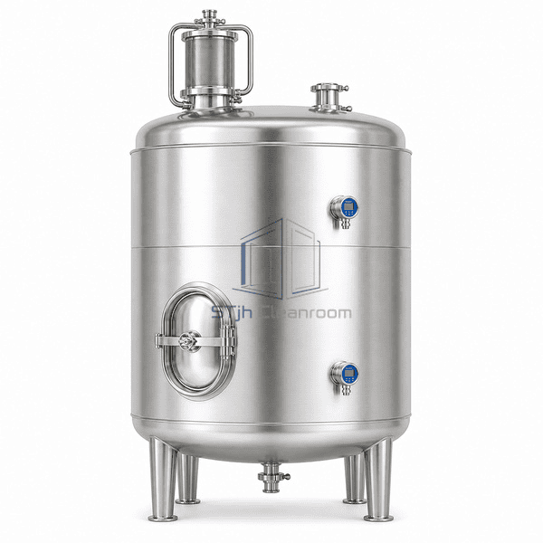 WFI storage tank upright front view with hygienic manway