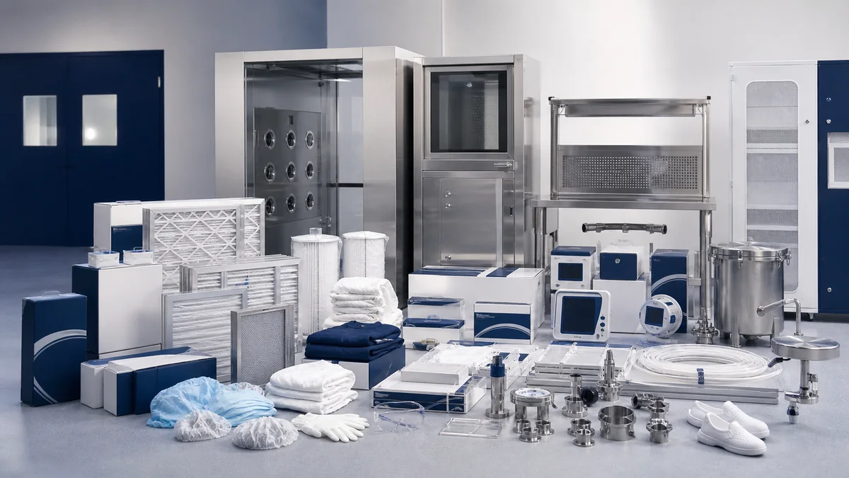 Cleanroom equipment filters consumables instruments and spare parts prepared together